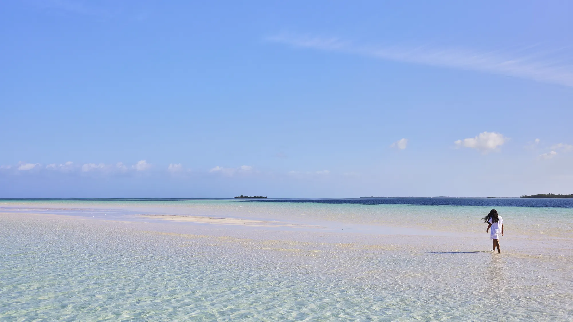 Sand bar stroll off north Eleuthera, Bahamas