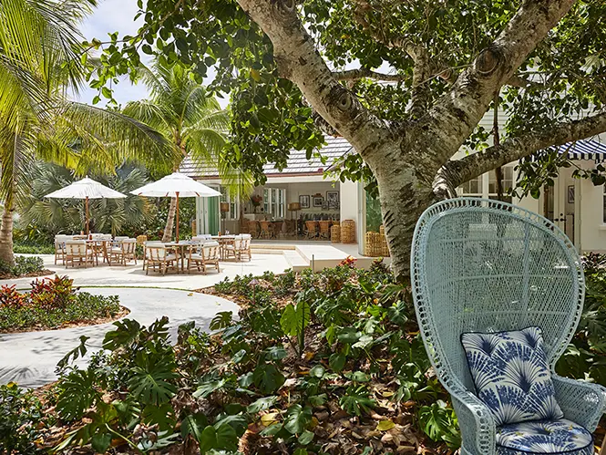 The Fig Tree restaunt terrace at The Potlatch Club, Eleuthera