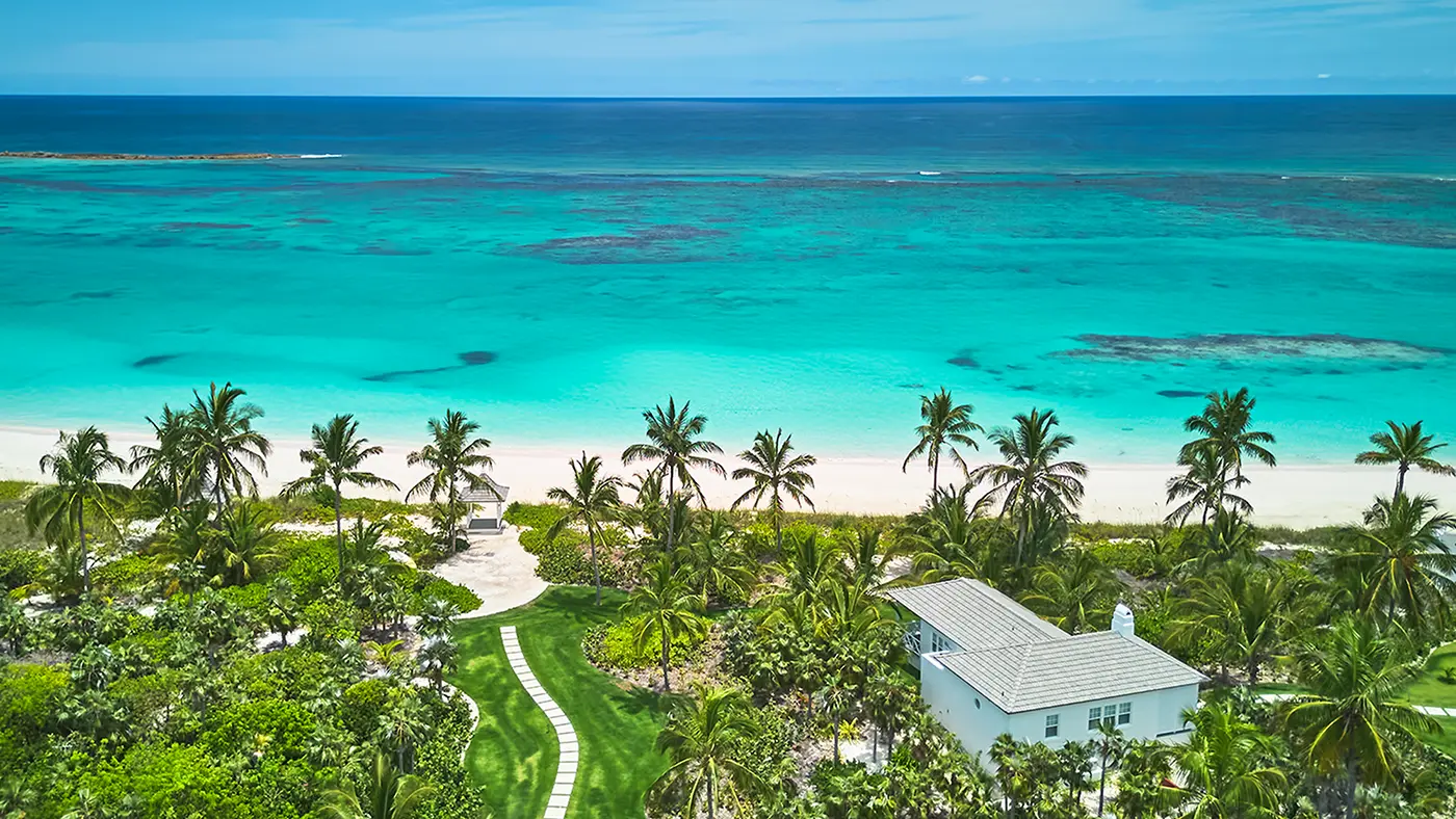 Pink Sand House, i-bedroom villa at The Potlatch Club, Eleuthera, birds-eye view