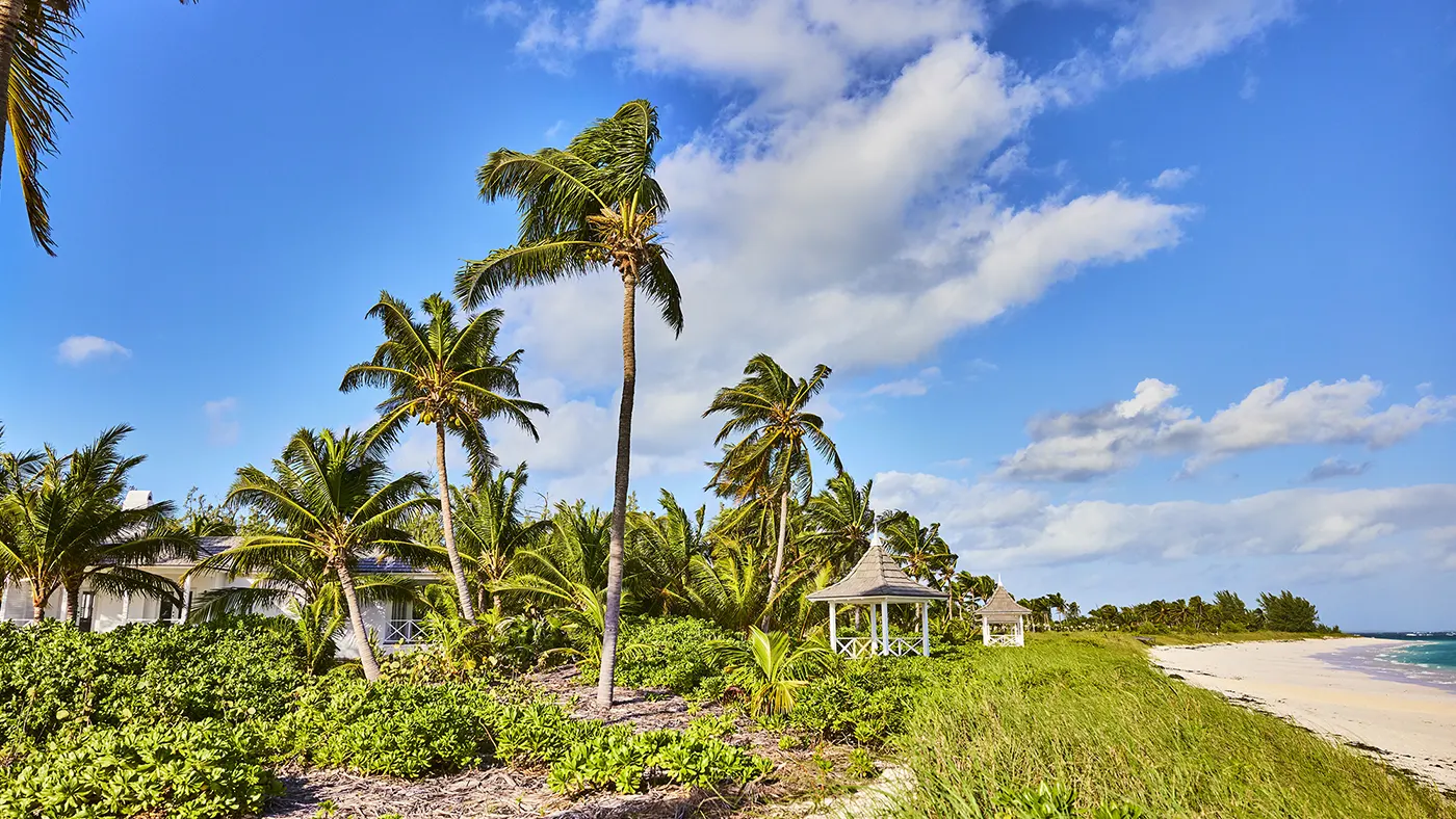 Looking along the beach at The Potlatch Club, Eleuthera