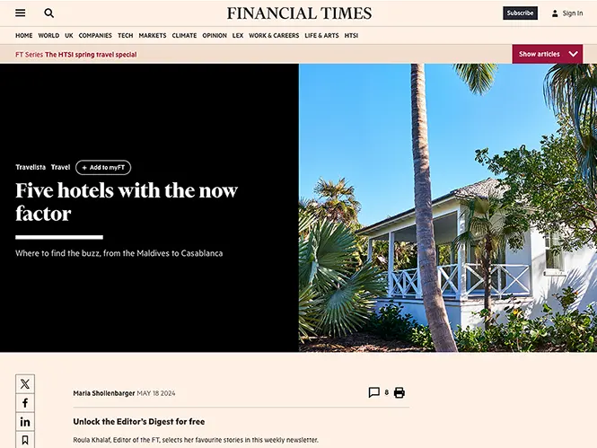 Five Hotels with the now factor review by the Financial Times