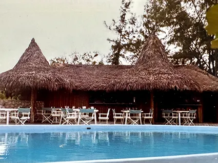 The original pool terrace at The Potlatch Club, Eleuthera back in the 1960s