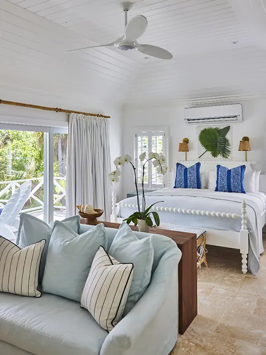 Garden-view Cottage interior at The Potlatch Club, Eleuthera, portrait