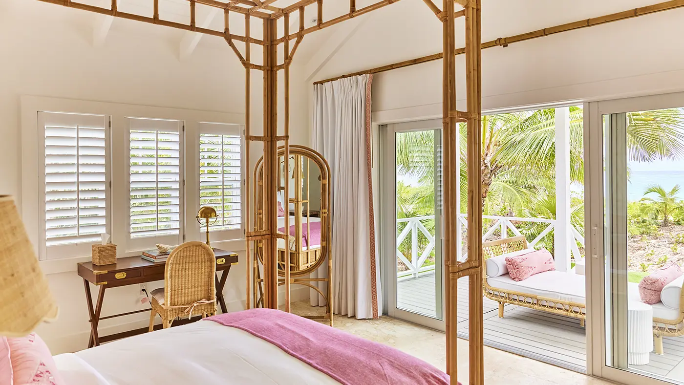 Pink Sand House, i-bedroom villa at The Potlatch Club, Eleuthera bedroom with ocean views