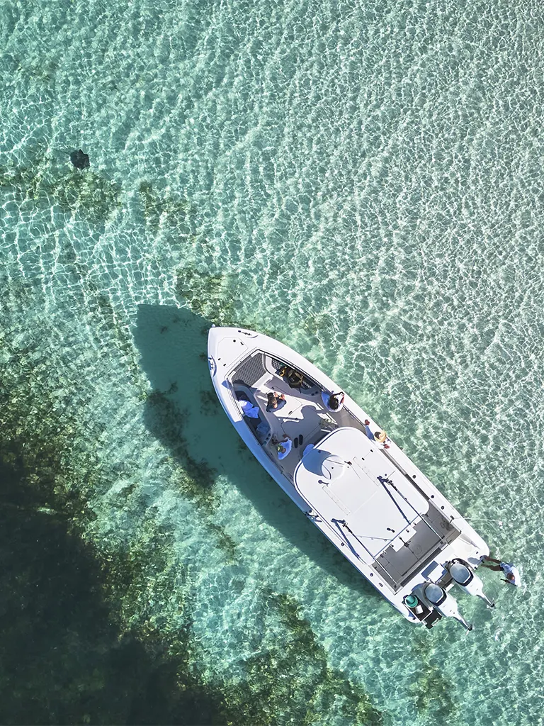 The Potlach Club Eleuthera drone photo of boat activities