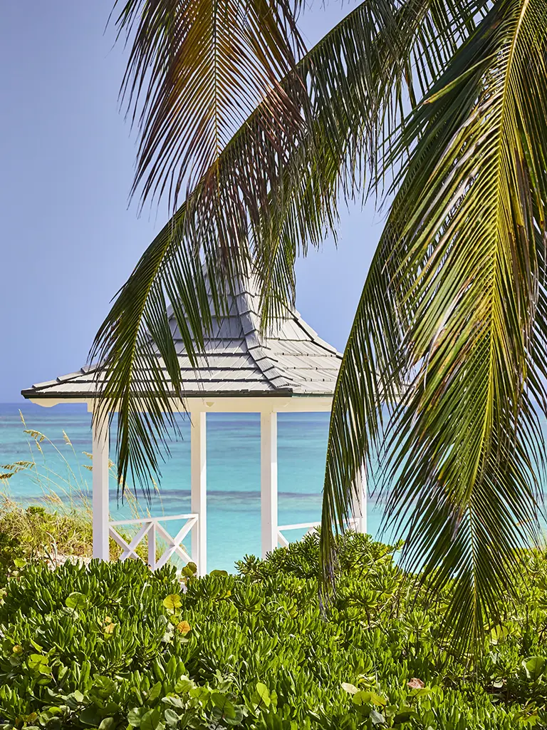 An ocean-front gazebo at The Potlatch Club, Eleuthera