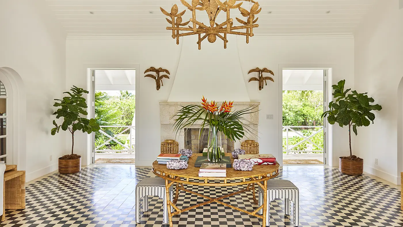 The lobby at The Potlatch Club, Eleuthera