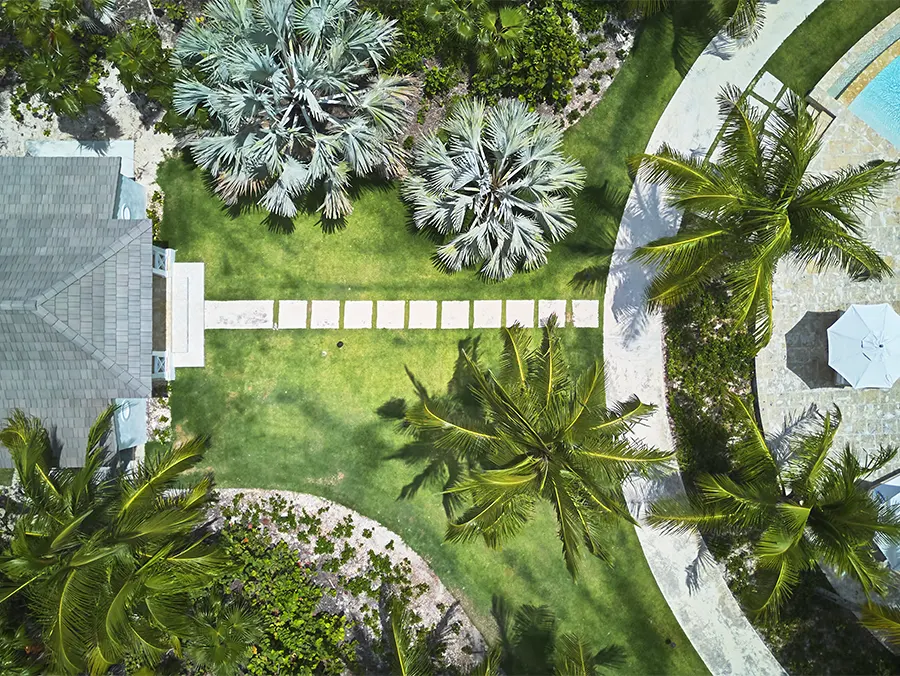 Looking down on the gardens of The Potlatch Club, Eleuthera