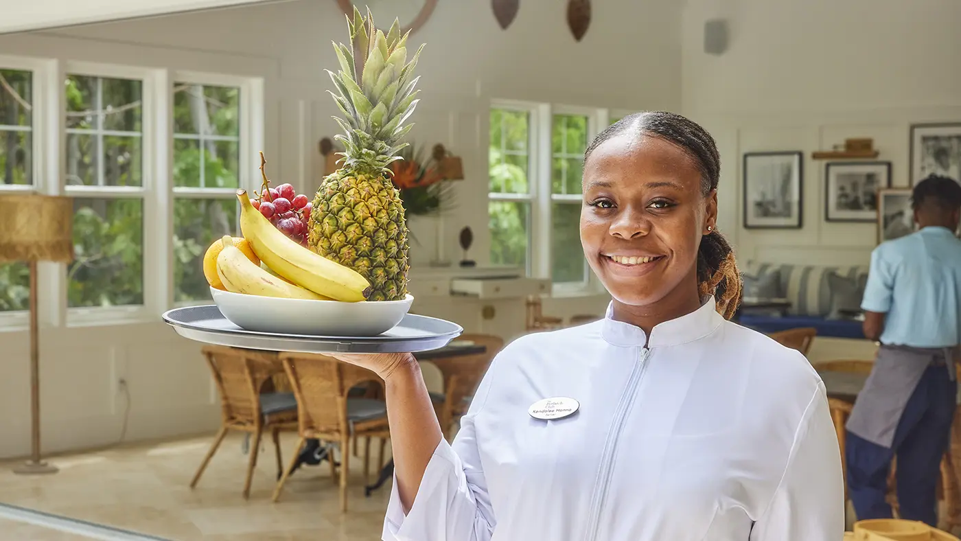 Always a warm welcome at the Fig Tree restaurant at The Potlatch Club Eleuthera